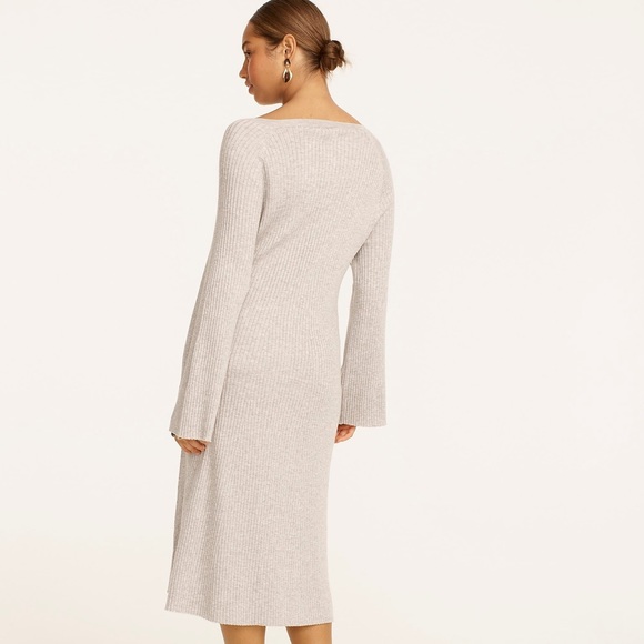 J CREW SILK BLEND V NECK SWEATER DRESS LONG SLEEVE DOVE GRAY NWT SZ MED - Picture 2 of 4